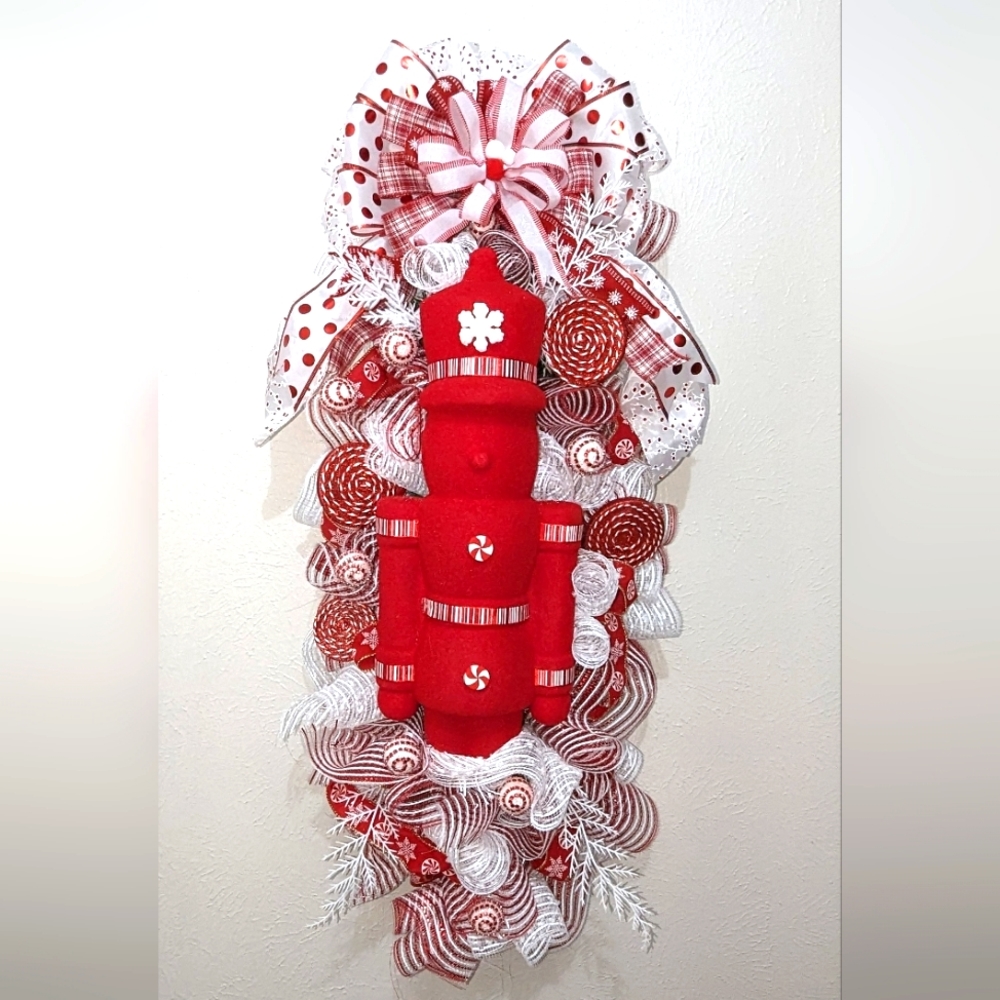Peppermint Nutcracker Door Swag